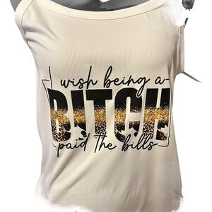 Stylish Beige Graphic Tank Top